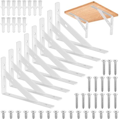 Onf3 - Stevige Plankbeugels - Driehoekige Wandmontage - Wit - Haakse