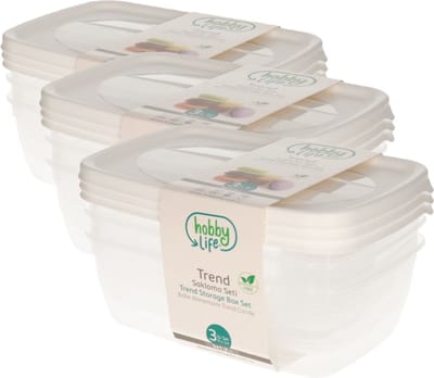 Vershoudbakjes - 9x stuks - 1,2 liter - wit - voorraadbakjes met deksel - eten bewaren