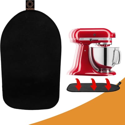 Keukenmachine Glijplank - Mixer Onderstel - Apparaat Verplaatsen - Duurzaam Rubber Materiaal - 34 x 21 cm - Mat Zwart