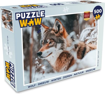 Puzzel Wolf - Sneeuw - Winter - Dieren - Natuur - Sneeuw - Legpuzzel - Puzzel 500 stukjes