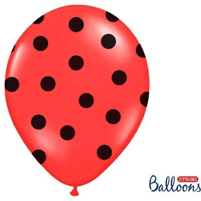 Partydeco - Ballonnen Rood dots zwart 6 stuks