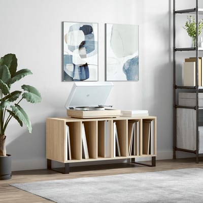 vidaXL - Platenkast - 100x38x48 - cm - bewerkt - hout - sonoma - eikenkleurig