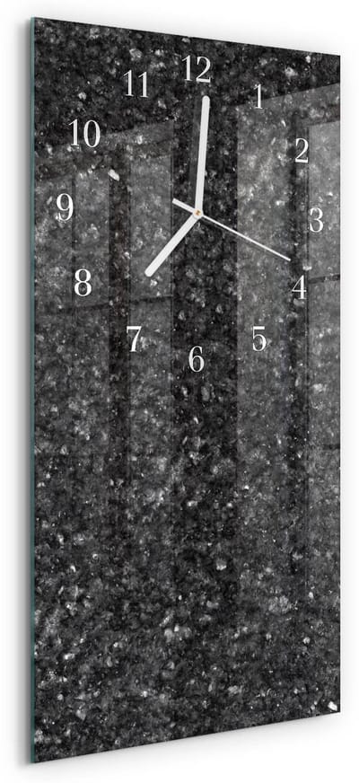 Tulup Wandklok - Grafiet Gekleurde Glazen Klok - 30x60 cm - Grijs Glazen Klok Met Print - Witte Handen - Rechthoekige Wandklok - Wandklok Glas Met Motief - Decoratieve Glazen Klok