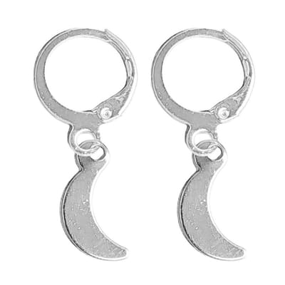 Fako Bijoux® - Minimalistische Oorbellen - Halve Maan Mini - Ring Oorbellen - Zilverkleurig