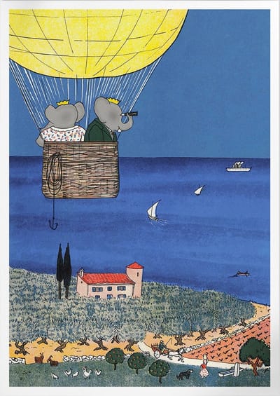 Babar Et Celeste En Ballon (Babar de Olifant) | Poster | A3: 30 x 40 cm