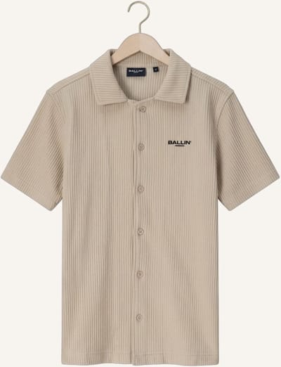 Ballin Amsterdam - Jongens Loose fit Shirts Short Sleeve - Taupe - Maat 16