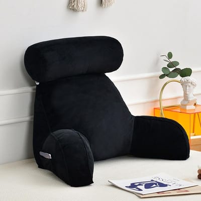 Leeskussen met steun - Ontspanningskussen bed - Rugondersteuning gamen - Verstelbare hoogte niveaus - 75x40x50 CM - Zwart