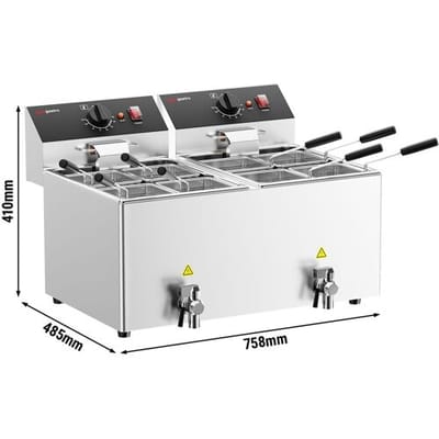 GGM Gastro Elektro Nudelkocher - 8 + 8 Liter - 6,5 kW - mit Ablasshahn - inkl. 8 Körbe