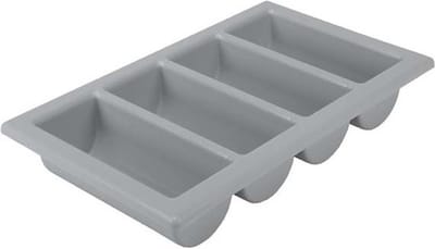 Horeca bestekbak/bestekhouder - grijs - 53 x 32 x 10 cm - 4 vakken - Keuken opberg accessoires - BBQ/Feest - kunststof