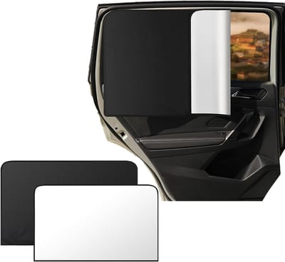 2 stuks Zonnescherm auto baby - Auto zijruit zonnescherm - 80x50cm magnetisch achterruit zonnescherm - 10 magneten - auto zonnescherm - privacy schaduw - titanium zilver - UV bescherming - zomer raamisolatie - zwart