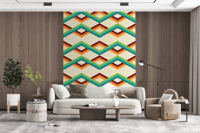Behang - Fotobehang Retro - Strepen - Design - Seventies - Breedte 165 cm x hoogte 220 cm