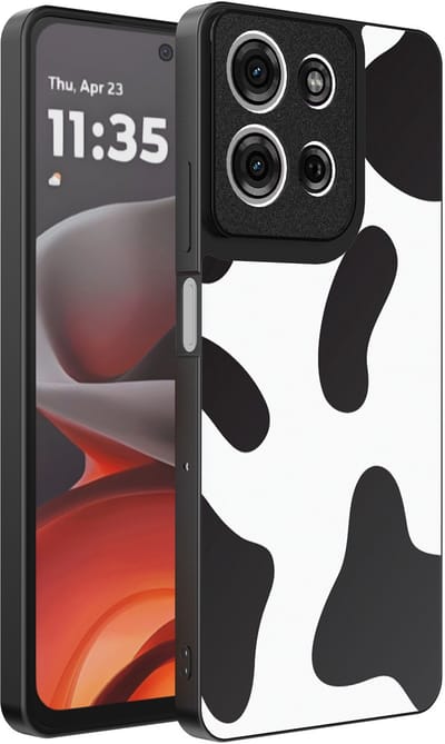 Smartphonica Telefoonhoesje Geschikt voor Motorola Moto G15 met Koeienvlekken Opdruk - TPU Backcover Case With Cow Patches Design geschikt voor Motorola Moto G15