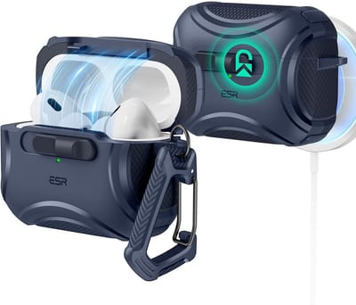 Tough Case voor AirPods Pro 2 - MagSafe Compatibel, Magneetsluiting, en Valbescherming - Diepblauw