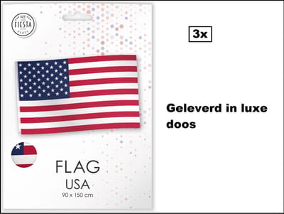 3x Vlag USA 90cm x 150cm - Landen festival thema feest fun verjaardag Amerika U.S.