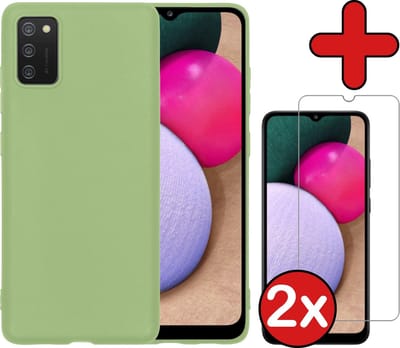Hoesje - Met 2x Screenprotector - Geschikt voor Samsung Galaxy A03s - Sterk & Shockproof - Telefoon Hoes - Back Cover - Siliconen Case - Telefoonhoes - Groen