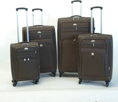 Kofferset Banerle - 4 Delig Softcase - 4 Wielen Reisbagage - Coffee