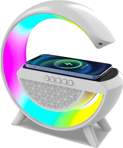 Draadloze LED-nachtlichtluidspreker met Draadloos Laadstation en RGB-lichtmodi