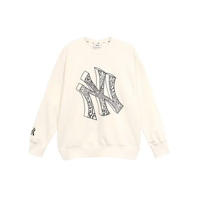 Sweatshirt à col rond imprimé motif floral New York Yankees de la MLB Unisexe Blanc 3AMTU0131-50CRS L white