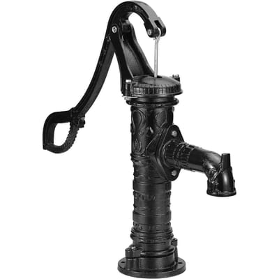 Antieke Handwaterpomp 14,6 x 5,9 x 25,6 inch Kanonpomp met Handvat Gietijzeren Bronpomp met Vooraf ingestelde Gaten van 0,5  voor Eenvoudige Installatie Ouderwetse