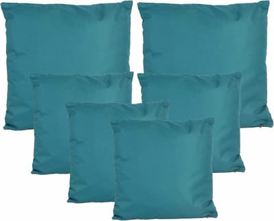 Anna Collection Bank/tuin kussens set - binnen/buiten - 6x stuks - petrol blauw - In 2 formaten