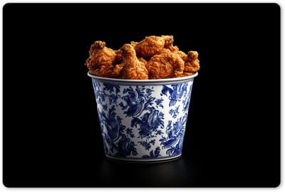 Placemats 45x30 cm - Placemat kunststof - 1 stuk - Kip - Bucket - Delfts blauw - Lekker - Borden onderleggers - Decoratie voor op tafel - Keuken tafeldecoratie accessoires - Vinyl onderlegger - Tafelversiering