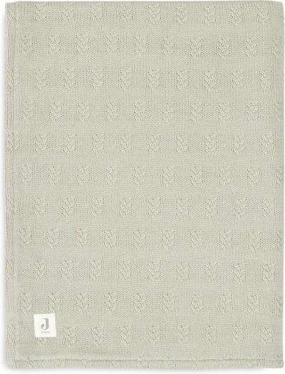 Jollein - Deken Ledikant 100x150cm - Dekentje Baby - Grain Knit - Olive Green/Velour