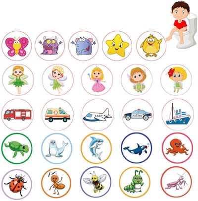 Dailygoods- Potty Training Stickers - Grappige Plasstickers - Kleurveranderende Stickers - Herbruikbare Stickers - Set van 25 - Hoogwaardige Thermische Papier - Plakstickers