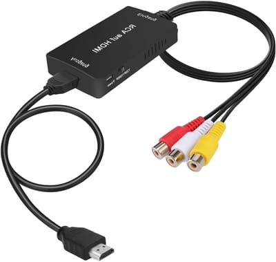 EXCITAT RCA naar HDMI converter - met HDMI kabel - 1080P Composite CVBS AV naar HDMI video - en audio converteradapter - ondersteunt PAL/NTSC - zwart