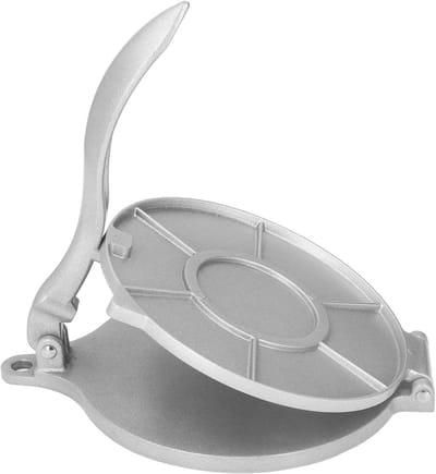 Tortilla Pers - Deeg Maker - Thuis Koken - Hefboom Mechanisme - 19.5 cm Diameter - Zilver