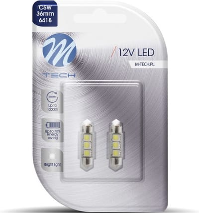 M-Tech LED C5W 12V 36mm - Basic 3x Led diode - Canbus - Wit - Set