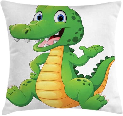 ABAKUHAUS Krokodillen Kussenhoes – Beidzijdig bedrukt – 50x50 cm – Limette