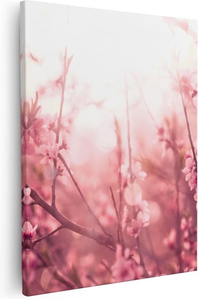 Artaza Canvas Schilderij Bloemen - 40x50 cm - Wanddecoratie Bloesem - Muurdecoratie Roze - Kamer Accessoires