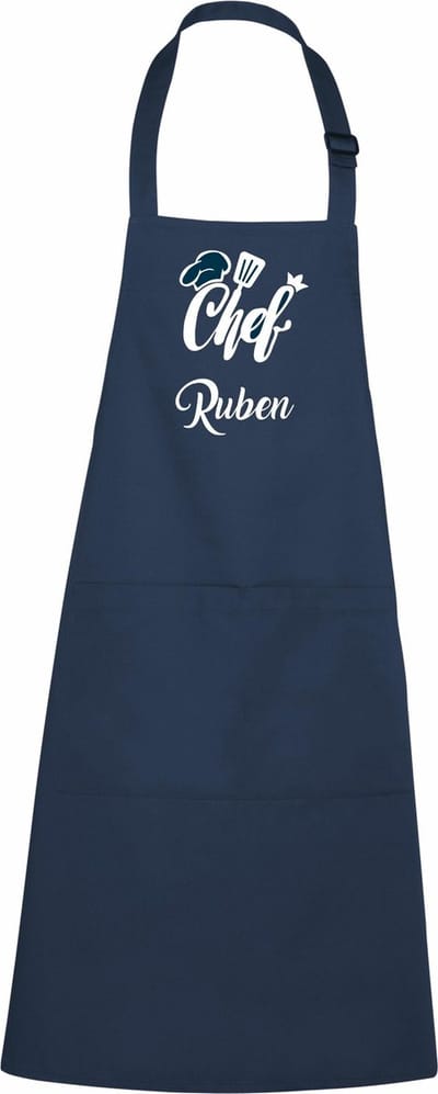 mijncadeautje - luxe schort - chef met voornaam - met voornaam - blauw