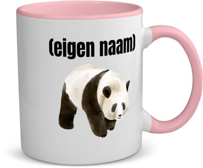 Akyol - panda met eigen naam koffiemok - theemok - roze - Panda - panda liefhebbers - iemand die houdt van panda's - verjaardag - cadeau - kado - 350 ML inhoud