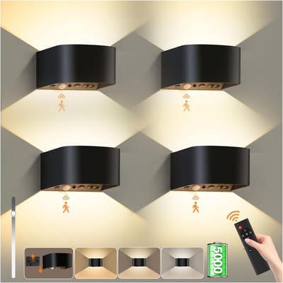 Draadloze wandlamp met bewegingssensor - Oplaadbare ledlamp zonder stroomaansluiting - Instelbare helderheid en kleurtemperatuur - Ideaal voor trap, hal, garage
