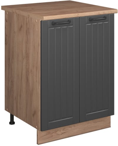 Vicco Wastafelkast Fame-Line, Donkergrijs/Goudkleurig Eiken, 60 cm