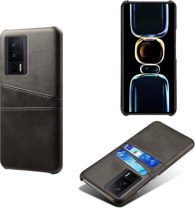 Backcover met Opbergvakjes + PMMA Screenprotector voor Xiaomi Poco F5 Pro _ Zwart