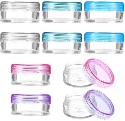 Dailygoods- Monstercontainers 10 Stuks - Herbruikbare Cosmetische Potten - Transparant met Deksels - Lekbestendig - Reisformaat - Kleine Opbergcontainers - Reiscontainers