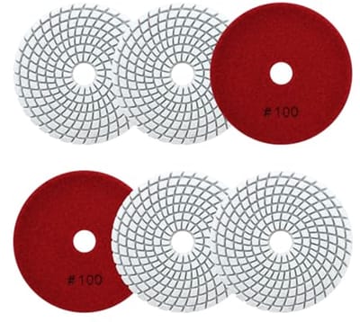 Polijstpads nat diamant 100 mm - 6 stuks voor graniet, marmer en kwarts
