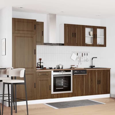 vidaXL - 8-delige - Keukenkastenset - Kalmar - bewerkt - hout - bruin - eikenkleur