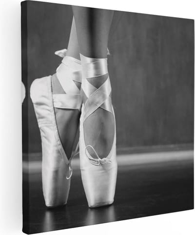 Artaza Canvas Schilderij Danseres - 30x30 cm - Klein - Muurdecoratie Ballet - Wanddecoratie Spitzen - Kamer Accessoires Zwart Wit