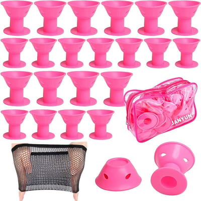 40 Stuks - Siliconen Krulspelden - Siliconen haarkrullers - Premium Magic Hair Curlers zonder Hitte - Zachte Siliconen Krullers - Groot en Klein - met Handige Opbergtas - voor Kort en Lang Haar - Duurzaam Sorteersysteem Styling Haarrollers - Roze