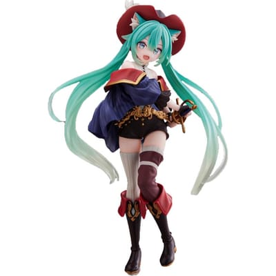 18CM Hatsune Miku Anime Model Kawaii PVC Figuur Pop Actie Verhaal Wonderland Poes met Laarzen Verzamel Ornamenten Kerst Speelgoed Cadeaus blue