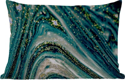 Buitenkussens - Marmerlook - Luxe - Goud - Turquoise - Glitter - 60x40 cm - Weerbestendig