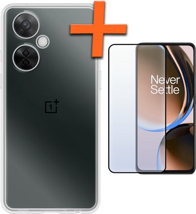 Hoes - Met Screenprotector - Geschikt voor OnePlus Nord CE 3 Lite - Sterk & Shockproof - Back Cover - Siliconen Case - Telefoon Hoes - Transparant