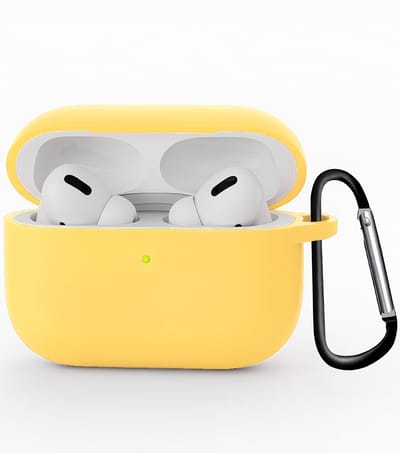 Hoesje - Geschikt voor Apple Airpods Pro 3 - Siliconen Hoes met Clip - Silicone Case Cover - Geel