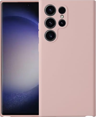 Hoesje Geschikt Voor Samsung Galaxy S23 Ultra hoesje siliconen suède backcover met microvezel laag – Licht Roze