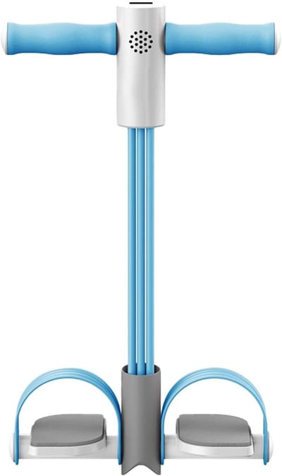 Sit-up Trainingsapparatuur - Pedaaltrekker Weerstandsband - Thuis Fitness - Digitale Teller Spraakaankondiging - 27 x 50 cm - Blauw