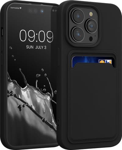 kwmobile telefoonhoesje geschikt voor Apple iPhone 14 Pro - Hoesje met pasjeshouder - TPU case in zwart