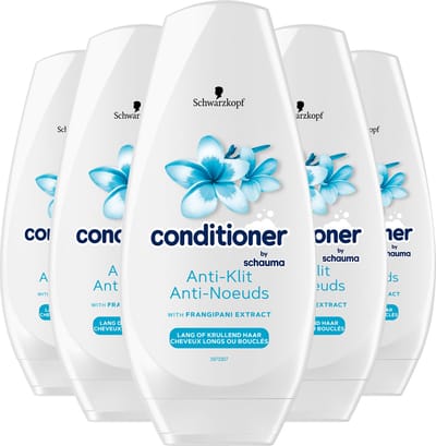 Schwarzkopf Conditioner Anti-Klit - Haarverzorging - Frangipani-extract - Soepelheid - Doorkambaarheid - Lange of Krullende Haartypes - Voordeelverpakking - 6x 250ml